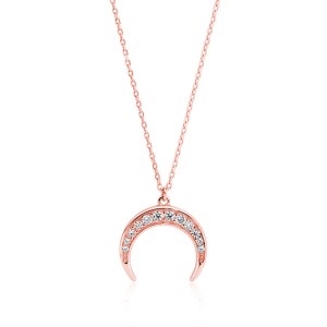 Lantisor argint placat cu aur roz luna cu pietre DiAmanti Z1602N_RG-DIA (Argint 925‰ 2,7 g.)